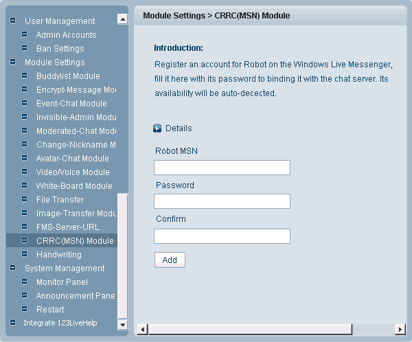 Msn Controller Module User Manual Of 123 Flash Chat Server